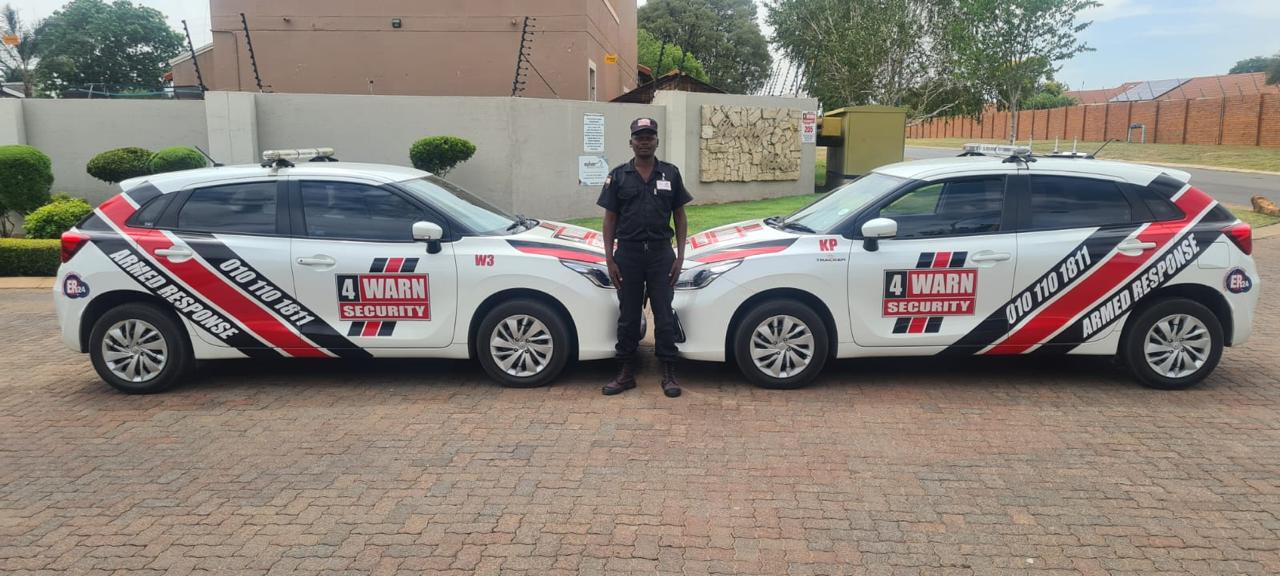 4 Warn Security guard on site with branded response vehicles